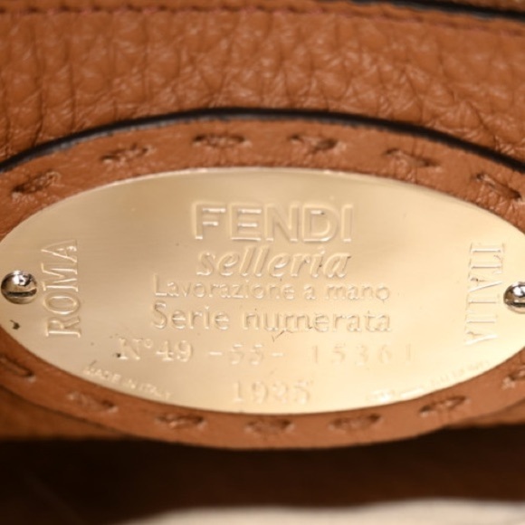 FENDI Peekaboo SMALL Black Saddle Brown Selleria Bag 1048 Hand-Sewn Topstitch - Picture 4 of 16